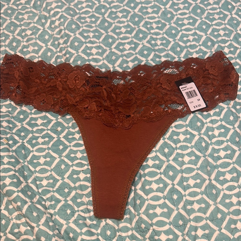 Fredericks of Hollywood Brown Lace Thong